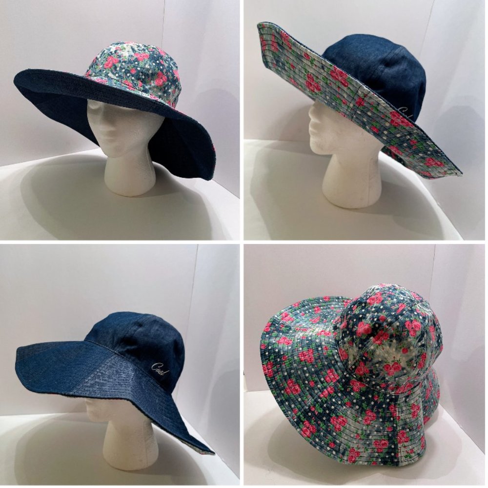 NWT Coal The Anita Reversible Sun Hat is Dot Floral & Chambray Denim Size: M